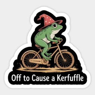 Off To Cause A Kerfuffle Frog Funny Frog Meme Sticker
